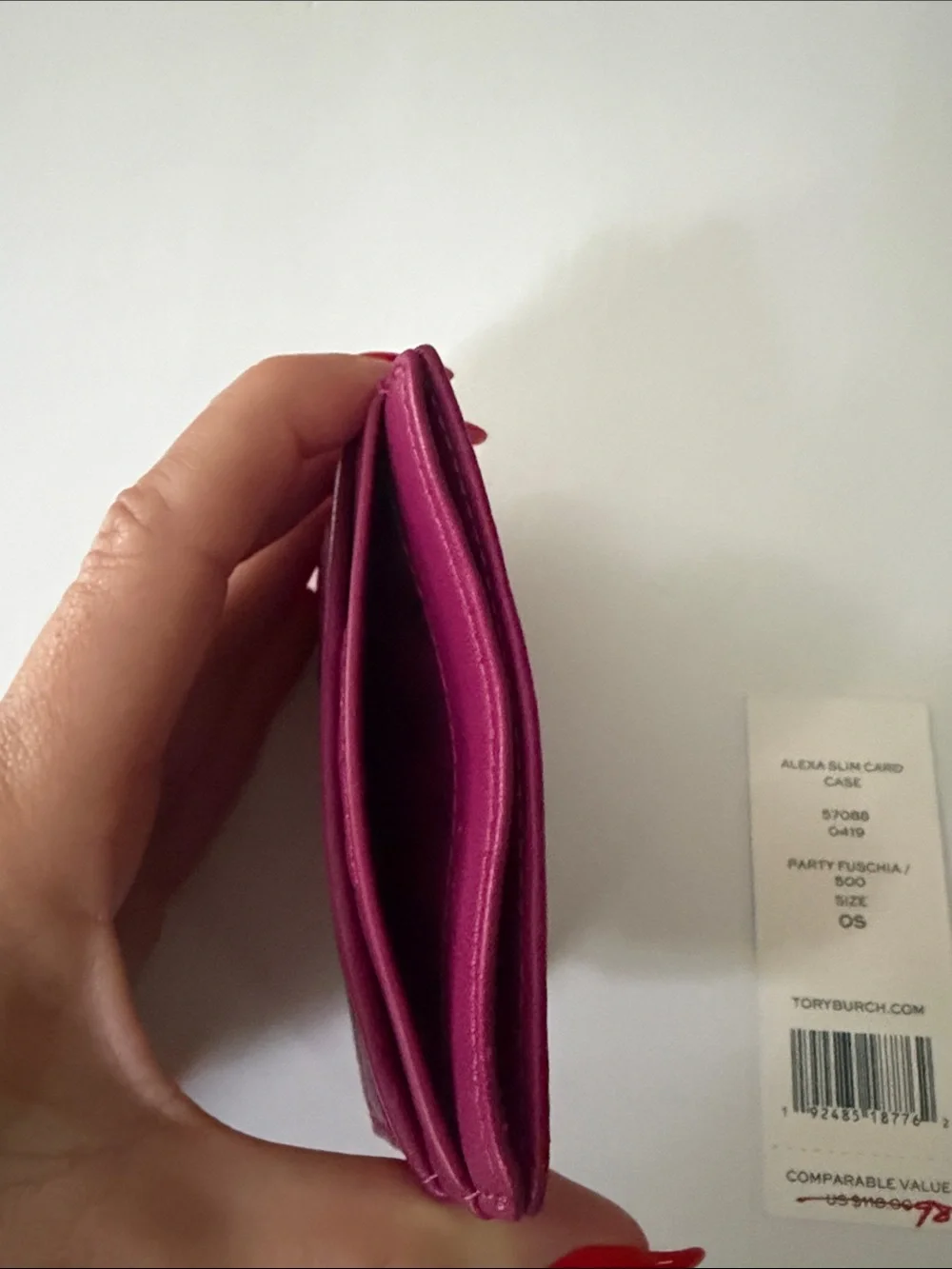 Tory Burch Quilted Alexa Slim Card Case in Party Fuchsia